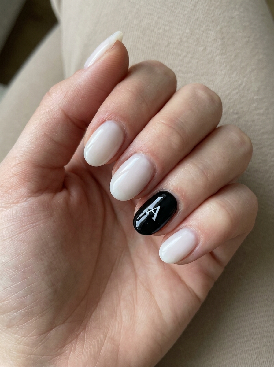 Black & White Letter Nails als Nägel mit Buchstaben Inspiration 2026